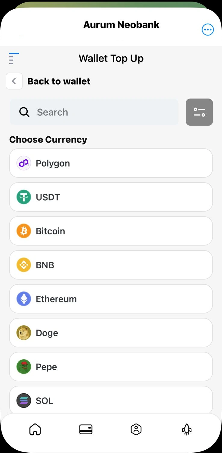 Wallet top up